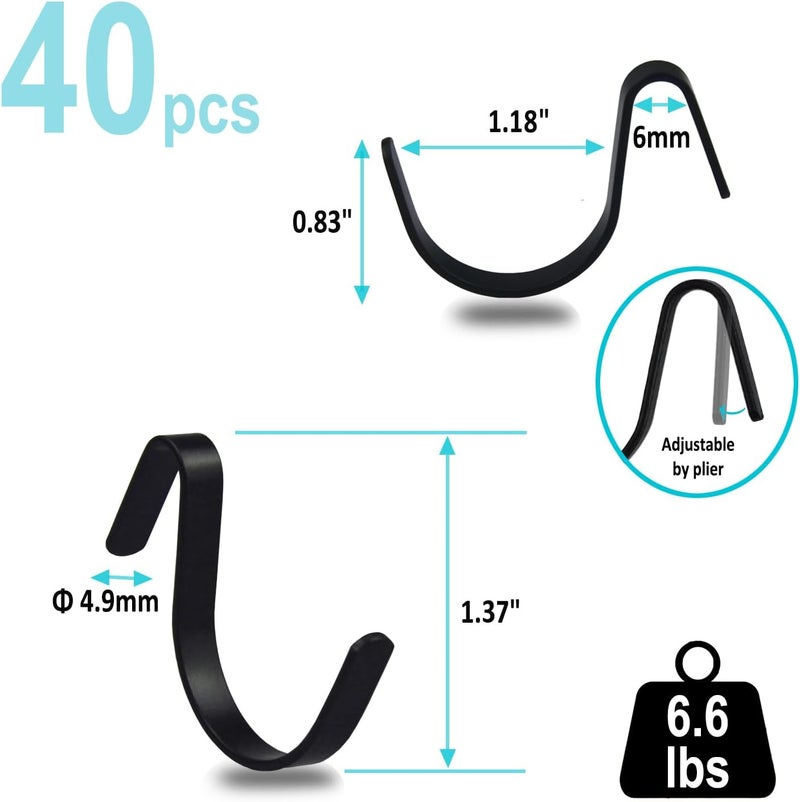 G.CORE Black Pegboard J Hooks Accessories - 40pcs Metal Peg Board Hooks for Hanging, Pegboard Wall Organizer Hangers, Fits 1/4 Slots, Tools Display Storage Holders for Garage Craft Office Organization - Image 5